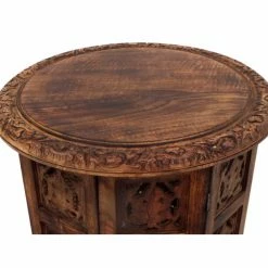 Wholesale 🌟 Round Coffee Tables Benzara Wooden Hand Carved Folding Accent Coffee Table ❤️ -Coffee Tables Sale Store detail2BENZ8605