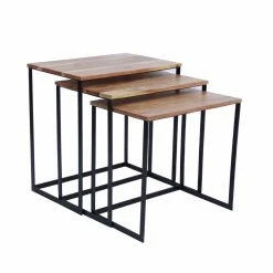 Best Sale 🎉 Rectangle Coffee Tables Benzara Wooden Nesting Coffee End Tables - Set Of 3 👍 -Coffee Tables Sale Store detail2BENZ8624