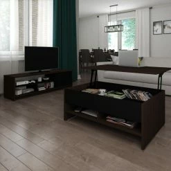Promo 🎁 Rectangle Coffee Tables Bestar Small Space 2 Piece Lift-Top Storage Coffee Table And TV Stand Set ⭐ -Coffee Tables Sale Store detail2BES666