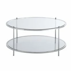Buy ⌛ Round Coffee Tables Convenience Concepts Royal Crest 2 Tier Round Glass Coffee Table 🧨 -Coffee Tables Sale Store detail2CONV644