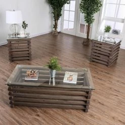 Flash Sale 🎉 Rectangle Coffee Tables HN Home Colwell Modern Farmhouse Industrial Gray Coffee Table ⭐ -Coffee Tables Sale Store detail2ENLB4329