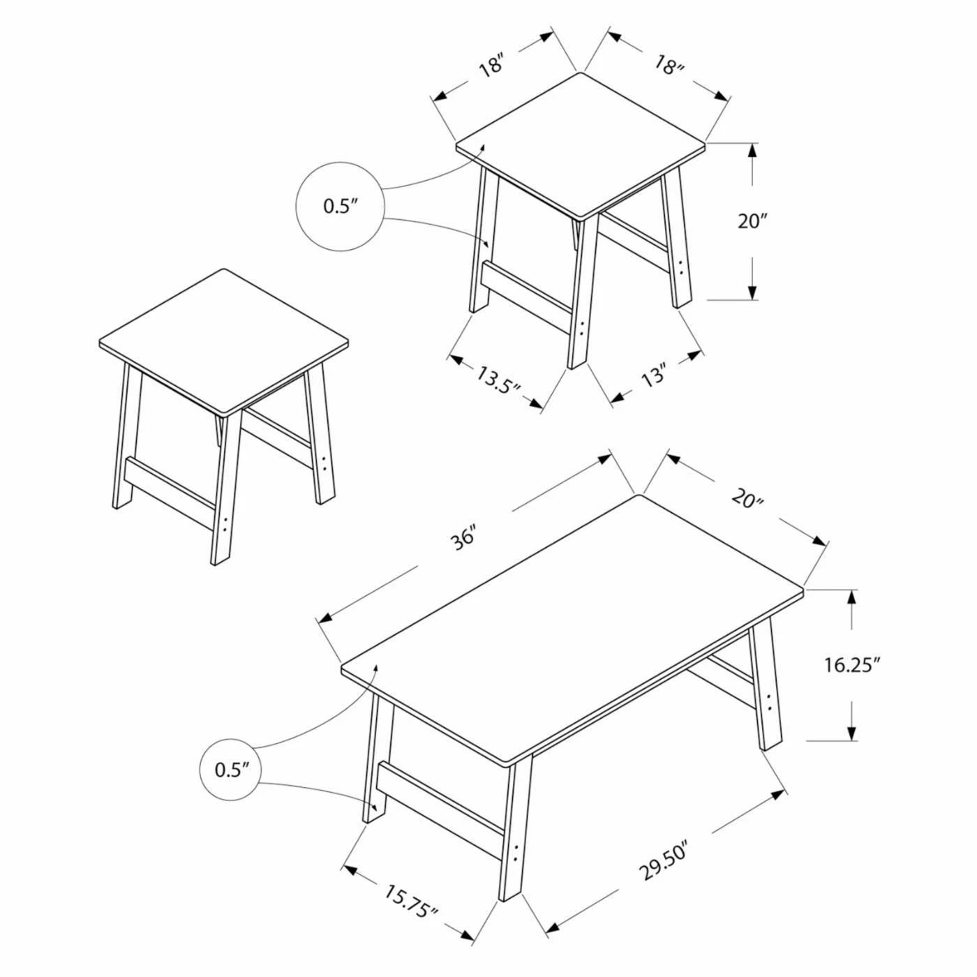 Best deal ๐ Square Coffee Table Sets Monarch Specialties 3 Piece Table Set โญ 6 Best deal ๐ Square Coffee Table Sets Monarch Specialties 3 Piece Table Set โญ - Image 4