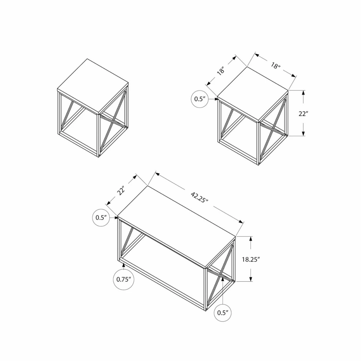 Deals ๐ Rectangle Coffee Table Sets Monarch Specialties Industrial Cross 3 Piece Coffee Table Set ๐ 6 Deals ๐ Rectangle Coffee Table Sets Monarch Specialties Industrial Cross 3 Piece Coffee Table Set ๐ - Image 4