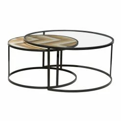 Deals 🥰 Round Coffee Table Sets DecMode Round Coffee Table - Set Of 2 ⌛ -Coffee Tables Sale Store detail2UMA5976