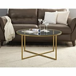 Cheapest ⌛ Round Coffee Tables Walker Edison X-Base Coffee Table 🤩 -Coffee Tables Sale Store detail2WAL430