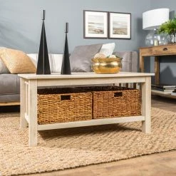Flash Sale ⌛ Rectangle Coffee Tables Walker Edison Coffee Table With Totes 🤩 -Coffee Tables Sale Store detail2WAL526