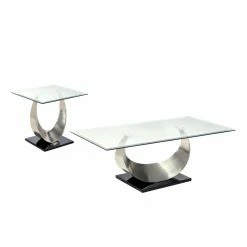 Brand new 🔥 Rectangle Coffee Table Sets Furniture Of America Meryl U-Shaped Base 2 Piece Coffee Table Set 😀 -Coffee Tables Sale Store detail3ENLB2724