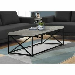 Promo 💯 Rectangle Coffee Tables Monarch Specialties Industrial Cross Coffee Table 🔔 -Coffee Tables Sale Store detail3MON1654