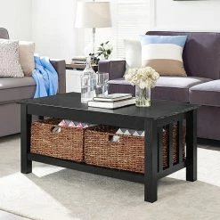 Best Sale 🤩 Rectangle Coffee Tables Walker Edison Storage Coffee Table With Totes 😍 -Coffee Tables Sale Store detail3WAL393