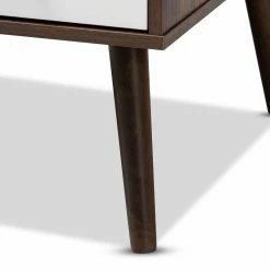 New 🔔 Rectangle Coffee Tables Baxton Studio Merlin Mid-Century Modern 2 Drawer Coffee Table 🎉 -Coffee Tables Sale Store detail3WSI4941