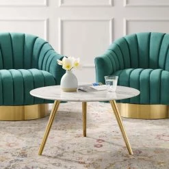 Brand new 🎉 Round Coffee Tables Modway Lippa Round Marble Coffee Table With Tripod Base 🛒 -Coffee Tables Sale Store detail4EEI2463