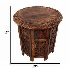 Wholesale 🌟 Round Coffee Tables Benzara Wooden Hand Carved Folding Accent Coffee Table ❤️ -Coffee Tables Sale Store detail5BENZ8605