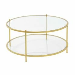Buy ⌛ Round Coffee Tables Convenience Concepts Royal Crest 2 Tier Round Glass Coffee Table 🧨 -Coffee Tables Sale Store detail5CONV644