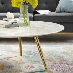Brand new 🎉 Round Coffee Tables Modway Lippa Round Marble Coffee Table With Tripod Base 🛒 -Coffee Tables Sale Store detail5EEI2463