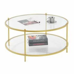 Buy ⌛ Round Coffee Tables Convenience Concepts Royal Crest 2 Tier Round Glass Coffee Table 🧨 -Coffee Tables Sale Store detail6CONV644