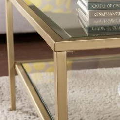 New 🥰 Square Coffee Tables Southern Enterprises Keller Square Metal / Glass Open Shelf Cocktail Table - White 🧨 -Coffee Tables Sale Store detail6SEI2347