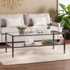 Promo 💯 Rectangle Coffee Tables Southern Enterprises Jaymes Metal / Glass Rectangular Open Shelf Cocktail Table 😉 -Coffee Tables Sale Store detail6SEI2413