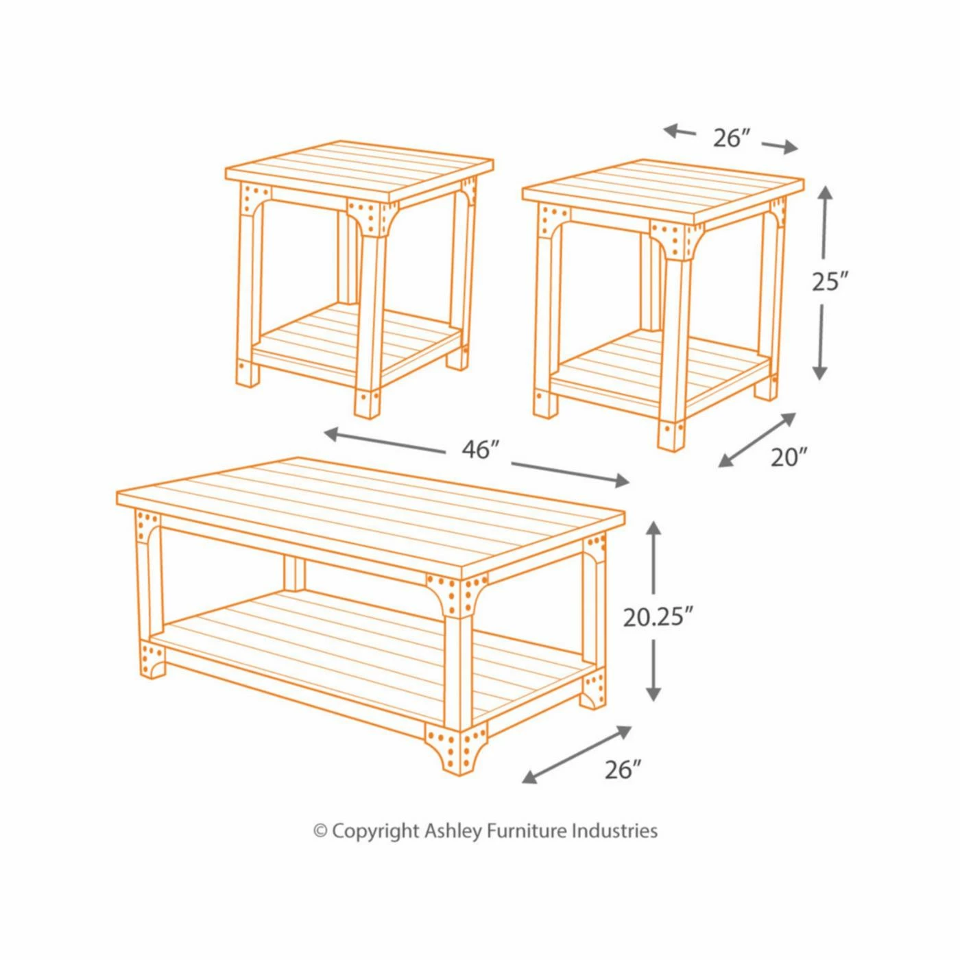 New โจ Rectangle Coffee Table Sets Signature Design By Ashley Murphy Brown Occasional Table - Set Of 3 ๐ฏ 5 New โจ Rectangle Coffee Table Sets Signature Design By Ashley Murphy Brown Occasional Table - Set Of 3 ๐ฏ - Image 4