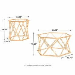 Discount 🥰 Other Shapes - Coffee Table Sets Signature Design By Ashley Madanere 3 Piece Occasional Table Set ✔️ -Coffee Tables Sale Store detail7ASHY4912