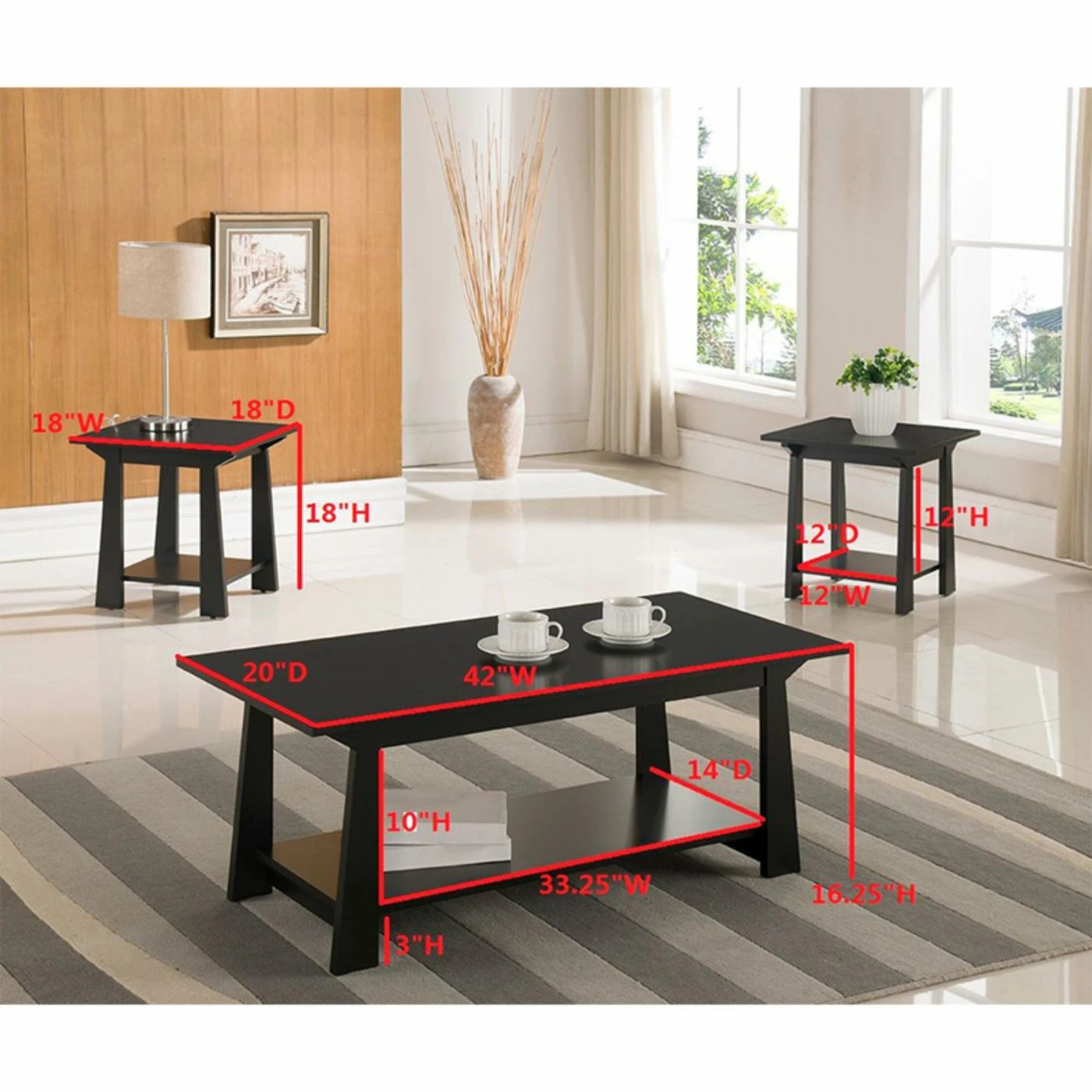 Deals ๐ K&B Furniture Square Coffee Table Sets K&B Furniture Black Wood 3 Piece Occasional Table Set ๐คฉ 4 Deals ๐ K&B Furniture Square Coffee Table Sets K&B Furniture Black Wood 3 Piece Occasional Table Set ๐คฉ - Image 2