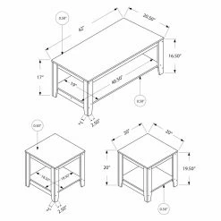 Wholesale ⌛ Rectangle Coffee Table Sets Monarch Specialties 3 Piece Occasional Table Set With Shelf 👍 -Coffee Tables Sale Store detail7MON1634