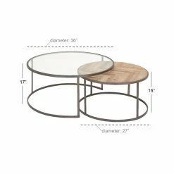 Deals 🥰 Round Coffee Table Sets DecMode Round Coffee Table - Set Of 2 ⌛ -Coffee Tables Sale Store detail7UMA5976