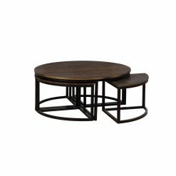 Wholesale 👍 Other Shapes - Coffee Tables Alaterre Furniture Arcadia Acacia Wood Round Wedge Tables - Set Of 4 ⌛ -Coffee Tables Sale Store detailASR9863