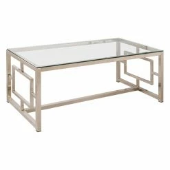 Outlet ❤️ Rectangle Coffee Tables Coaster Furniture Glass Top Coffee Table - Satin Nickel ❤️ -Coffee Tables Sale Store detailCOA1982