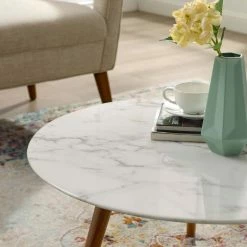 Brand new 🎉 Round Coffee Tables Modway Lippa Round Marble Coffee Table With Tripod Base 🛒 -Coffee Tables Sale Store detailEEI2463