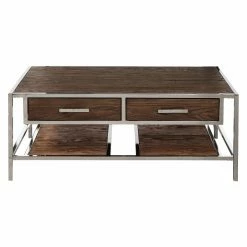 Outlet 🔥 Rectangle Coffee Tables Right2Home Smoked Metal Cocktail Table 💯 -Coffee Tables Sale Store detailHOMM1731