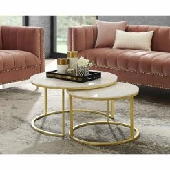 Coupon 🥰 Round Coffee Tables Inspired Home Kamila Coffee Table - Set Of 2 🎁 -Coffee Tables Sale Store detailINSP160