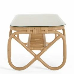 Hot Sale 🎉 Rectangle Coffee Tables KOUBOO Rattan Glass Topped Coffee Table 😀 -Coffee Tables Sale Store detailKOUB123