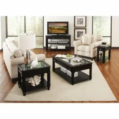 Best Pirce 👏 Riverside Furniture Rectangle Coffee Tables Riverside Farrington Rectangular Glass Top Cocktail Table - Black Forrest Birch 👏 -Coffee Tables Sale Store detailRVS2534