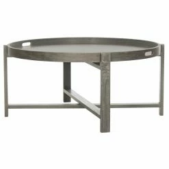 Deals 🥰 Round Coffee Tables Safavieh Cursten Retro Mid Century Wood Tray Top Coffee Table 🛒 -Coffee Tables Sale Store detailSAV5190