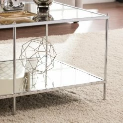 Deals ⌛ Rectangle Coffee Tables Southern Enterprises Knox Glam Mirrored Cocktail Table - Chrome 🛒 -Coffee Tables Sale Store detailSEI2374