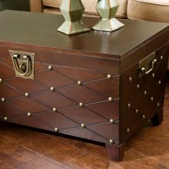 Promo 🎁 Rectangle Coffee Tables Southern Enterprises Nailhead Coffee Table Trunk - Espresso ❤️ -Coffee Tables Sale Store detailSEI627