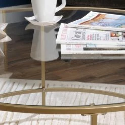 Best reviews of 🌟 Round Coffee Tables Sauder International Lux Round Glass Topped Coffee Table 🧨 -Coffee Tables Sale Store detailSRT481