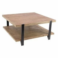 Discount 🔥 Rectangle Coffee Tables DecMode Modern Wood And Iron 2 Tiered Square Coffee Table 🔔 -Coffee Tables Sale Store detailUMA10005