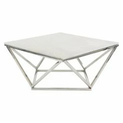 Outlet ⌛ Rectangle Coffee Tables DecMode Modern Marble Square Coffee Table 😉 -Coffee Tables Sale Store detailUMA11442
