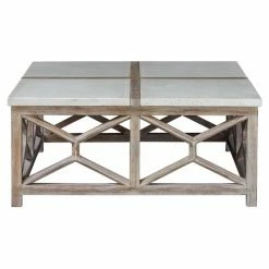 Best Sale 🎁 Square Coffee Tables HumbleNest Nashau Farmhouse / Cottage Stone Coffee Table 🎉 -Coffee Tables Sale Store detailUMC9133