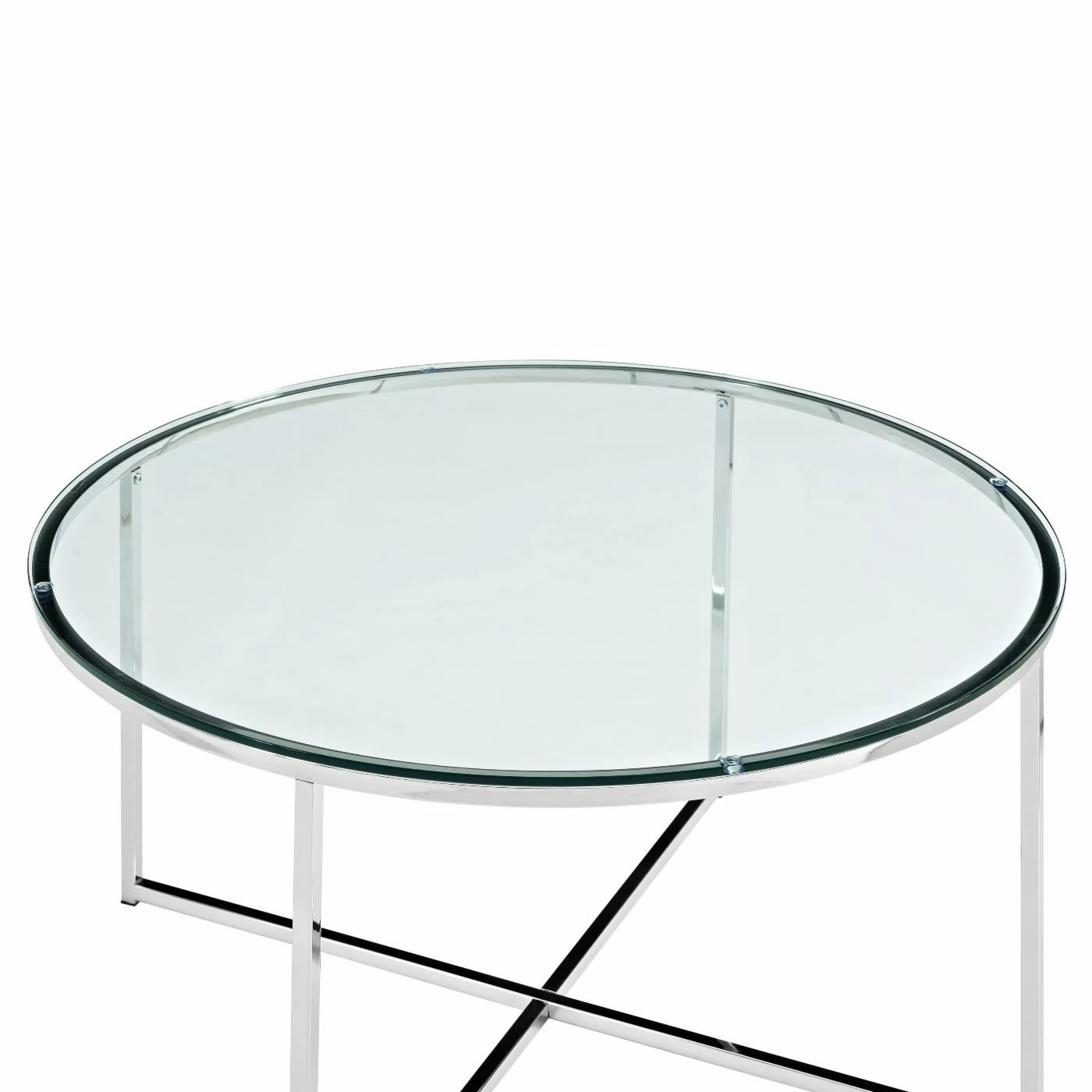 Budget 🔥 Round Coffee Tables Manor Park 36 In. Coffee Table With X-Base And Glass Top 🤩 5 Budget 🔥 Round Coffee Tables Manor Park 36 In. Coffee Table With X-Base And Glass Top 🤩 - Image 3