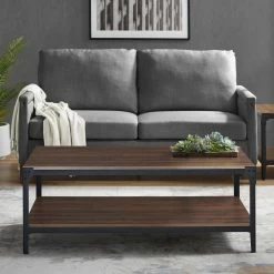 Discount 🤩 Rectangle Coffee Tables Manor Park Angle Iron Rustic Wood Coffee Table 🌟 -Coffee Tables Sale Store detailWAL813