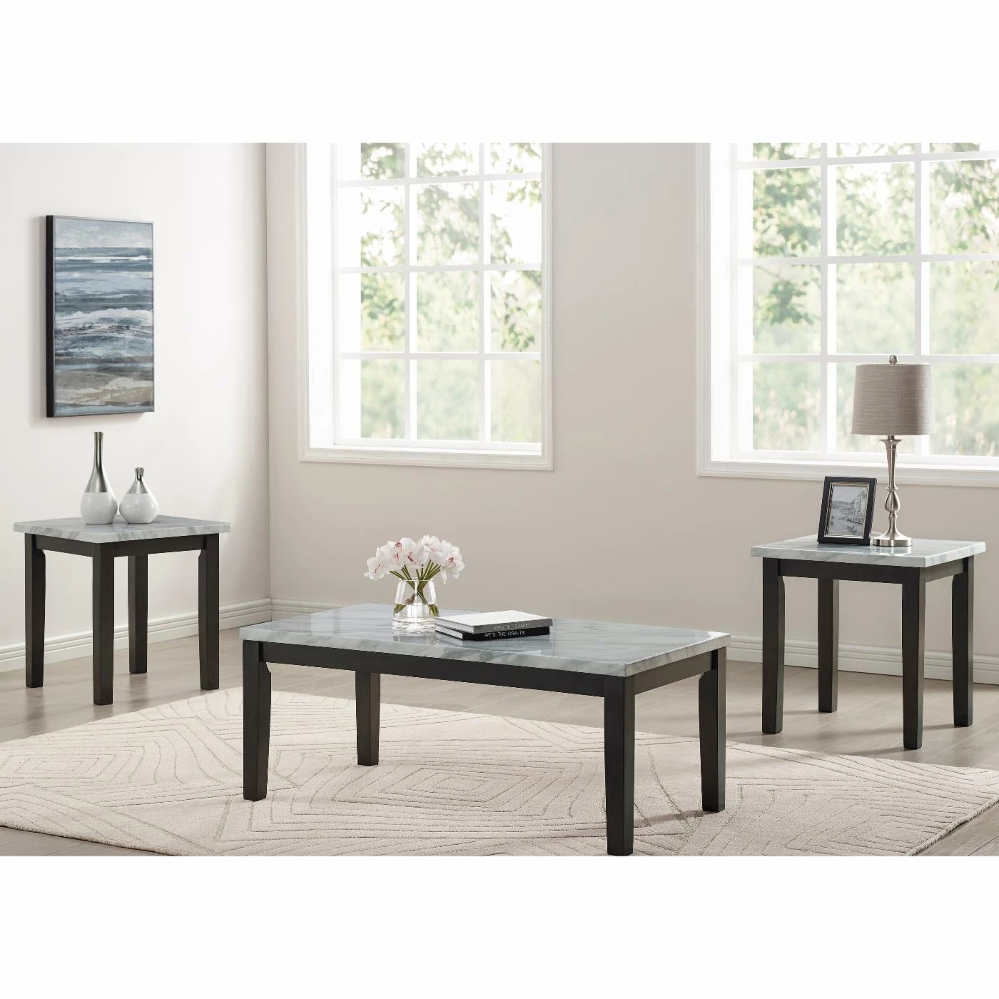 Outlet 🥰 Rectangle Coffee Table Sets Furniture Of America Denten 3 Piece Transitional Coffee Table Set ⭐ 4 Outlet 🥰 Rectangle Coffee Table Sets Furniture Of America Denten 3 Piece Transitional Coffee Table Set ⭐ - Image 2