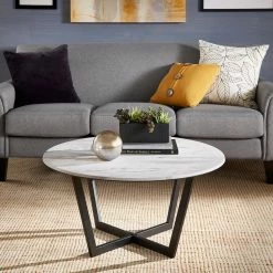 Buy 🧨 Round Coffee Tables Weston Home Galvin Faux Marble Coffee Table ✨ -Coffee Tables Sale Store inuseHME3788