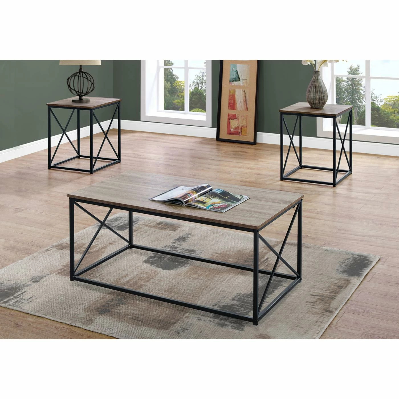Deals ๐ Rectangle Coffee Table Sets Monarch Specialties Industrial Cross 3 Piece Coffee Table Set ๐ 4 Deals ๐ Rectangle Coffee Table Sets Monarch Specialties Industrial Cross 3 Piece Coffee Table Set ๐ - Image 2