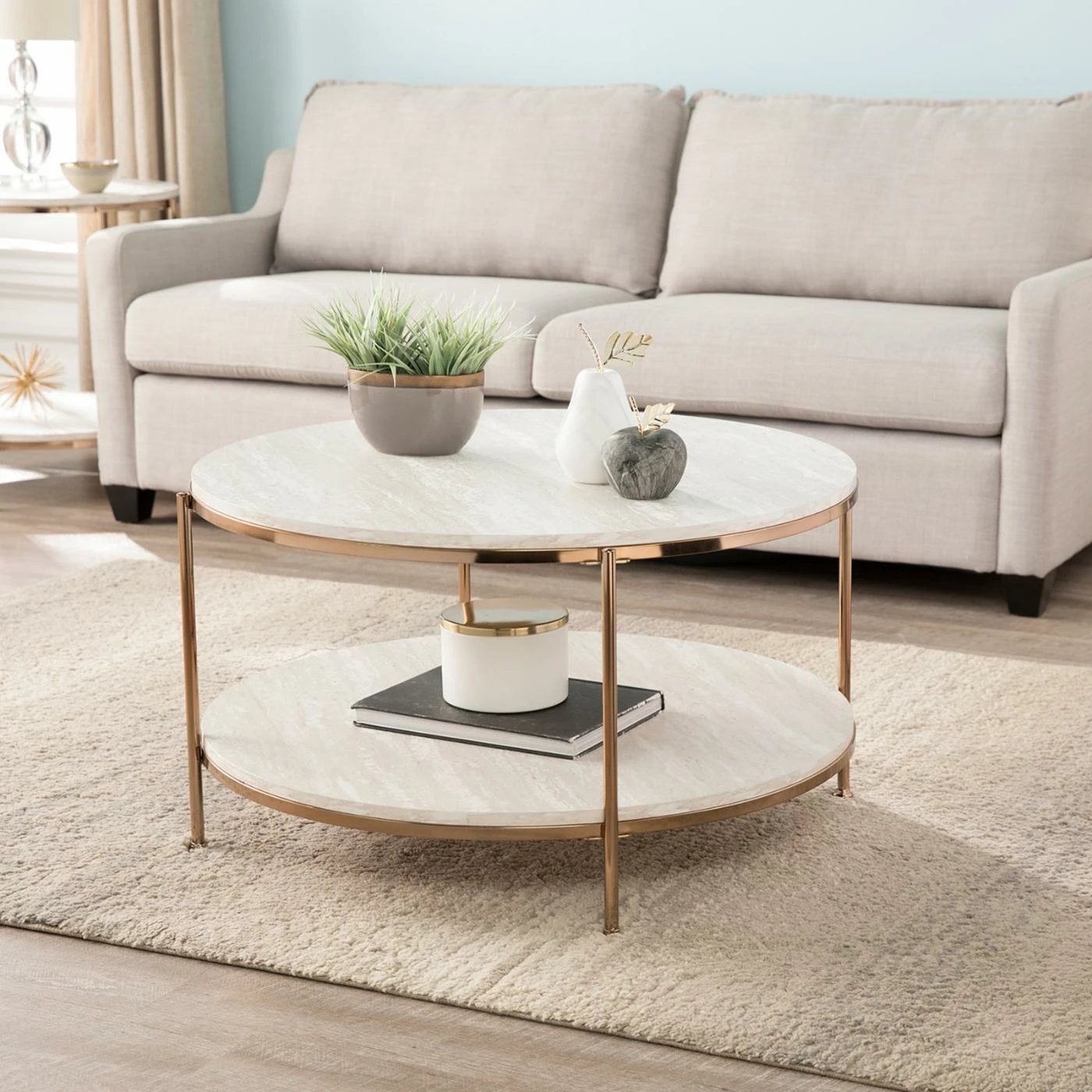 Cheap 🤩 Round Coffee Tables Southern Enterprises Silas Round Faux Stone Cocktail Table 🛒 4 Cheap 🤩 Round Coffee Tables Southern Enterprises Silas Round Faux Stone Cocktail Table 🛒 - Image 2