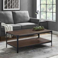 Discount 🤩 Rectangle Coffee Tables Manor Park Angle Iron Rustic Wood Coffee Table 🌟 -Coffee Tables Sale Store inuseWAL813