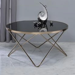Hot Sale 🥰 Acme Furniture Round Coffee Tables ACME Valora Black Glass Coffee Table 🎁