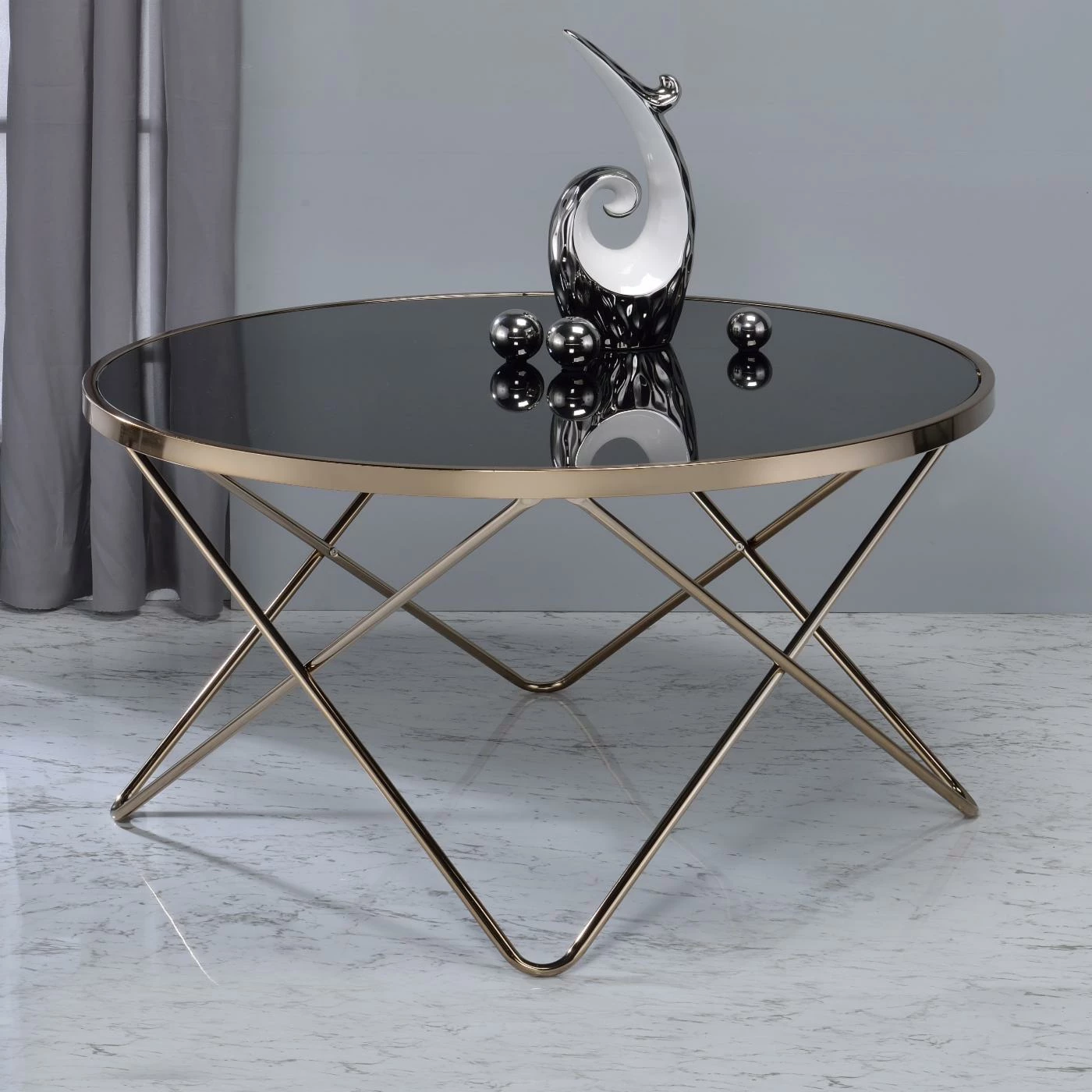 Hot Sale 🥰 Acme Furniture Round Coffee Tables ACME Valora Black Glass Coffee Table 🎁 3 Hot Sale 🥰 Acme Furniture Round Coffee Tables ACME Valora Black Glass Coffee Table 🎁