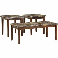 Buy 💯 Rectangle Coffee Table Sets Signature Design By Ashley Theo Brown Occasional Table - Set Of 3 ⭐